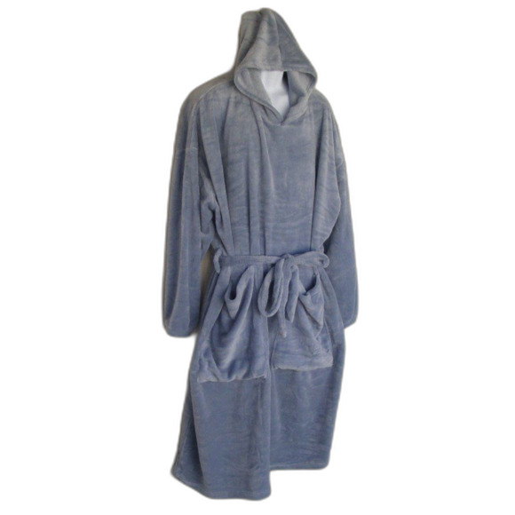 Fleece Robe, OS, Jumbo Hoodie Pullover, Pockets, light blue - Picture 2 of 7